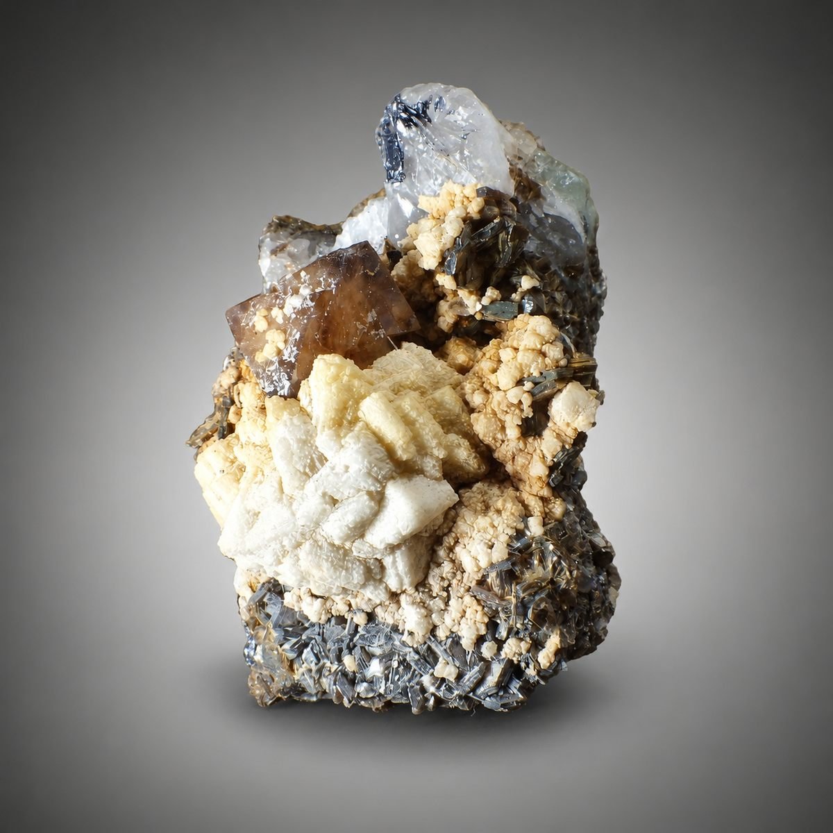 Scheelite with Calcite, Quartz photo 2