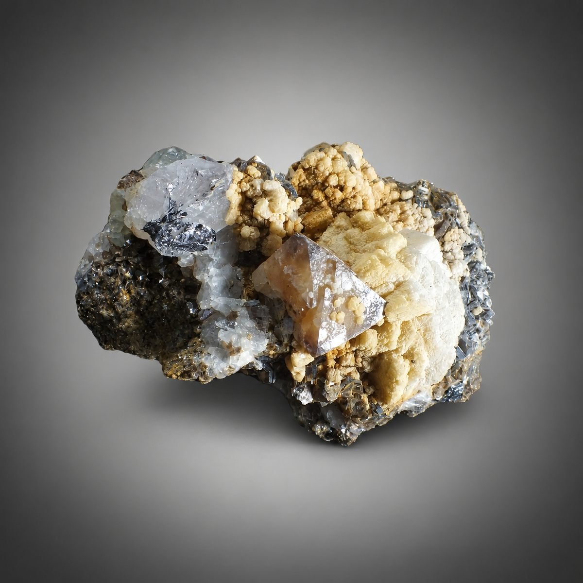 Scheelite with Calcite, Quartz photo 3